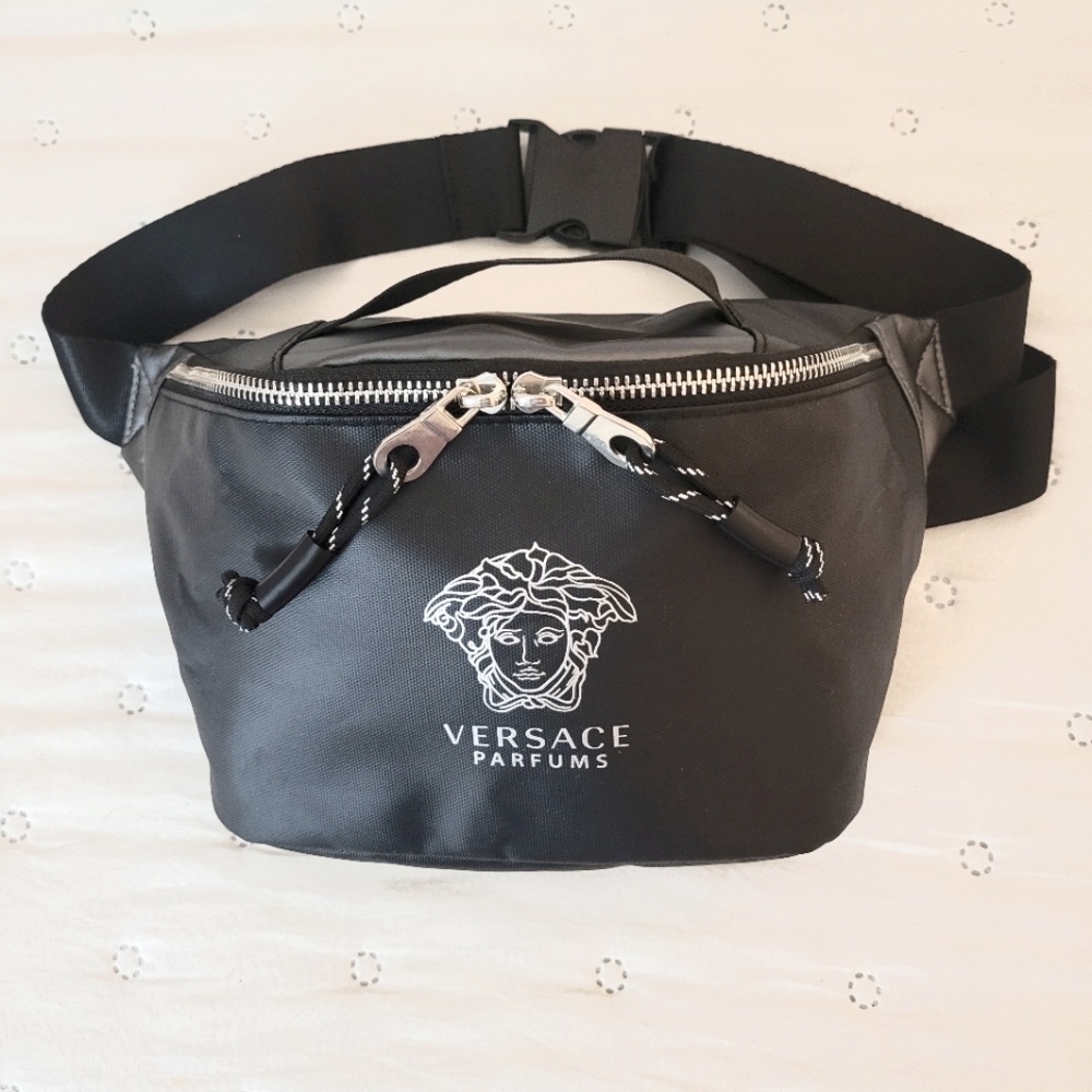 Versace Parfums Medusa Head Waist Bag Belt Bag Crossbody Black Pouch GWP